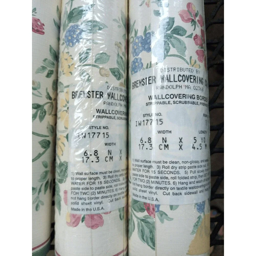 Brewster Wallpaper Border Floral Strawberries Blackberries IW17715 6.8" x 5yd - Picture 3 of 7